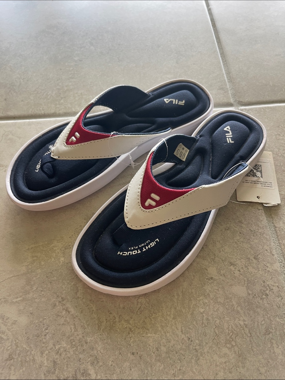 Fila Kids/ women Navy, White & Red Padded Flip Flop Sandals